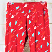 LuLaRoe Leggings Red with Kites Size Adult OS