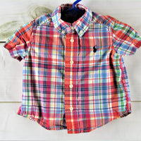 Ralph Lauren Plaid Collard Button Up Shirt Size 9 months