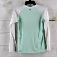 Columbia Omni-Shade PFG Teal & White Long Sleeve Shirt Size Youth Large