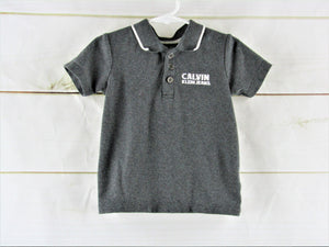 Calvin Klein Short Sleeve Collar Gray Shirt Size 24 months